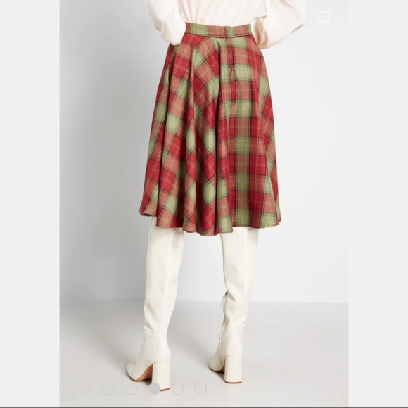 Plaid Midi Swing Skirt - Picture 2 of 4